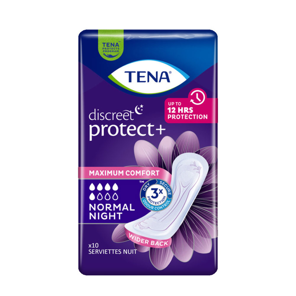 Tena Discreet Compresas para la incontinencia urinaria Noche normal x10