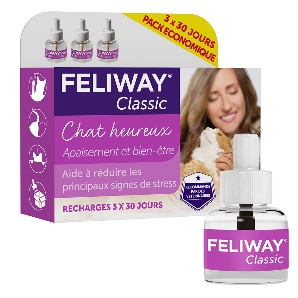 Feliway Classic Recambio de feromonas para difusor eléctrico Chat clásico 3x48ml