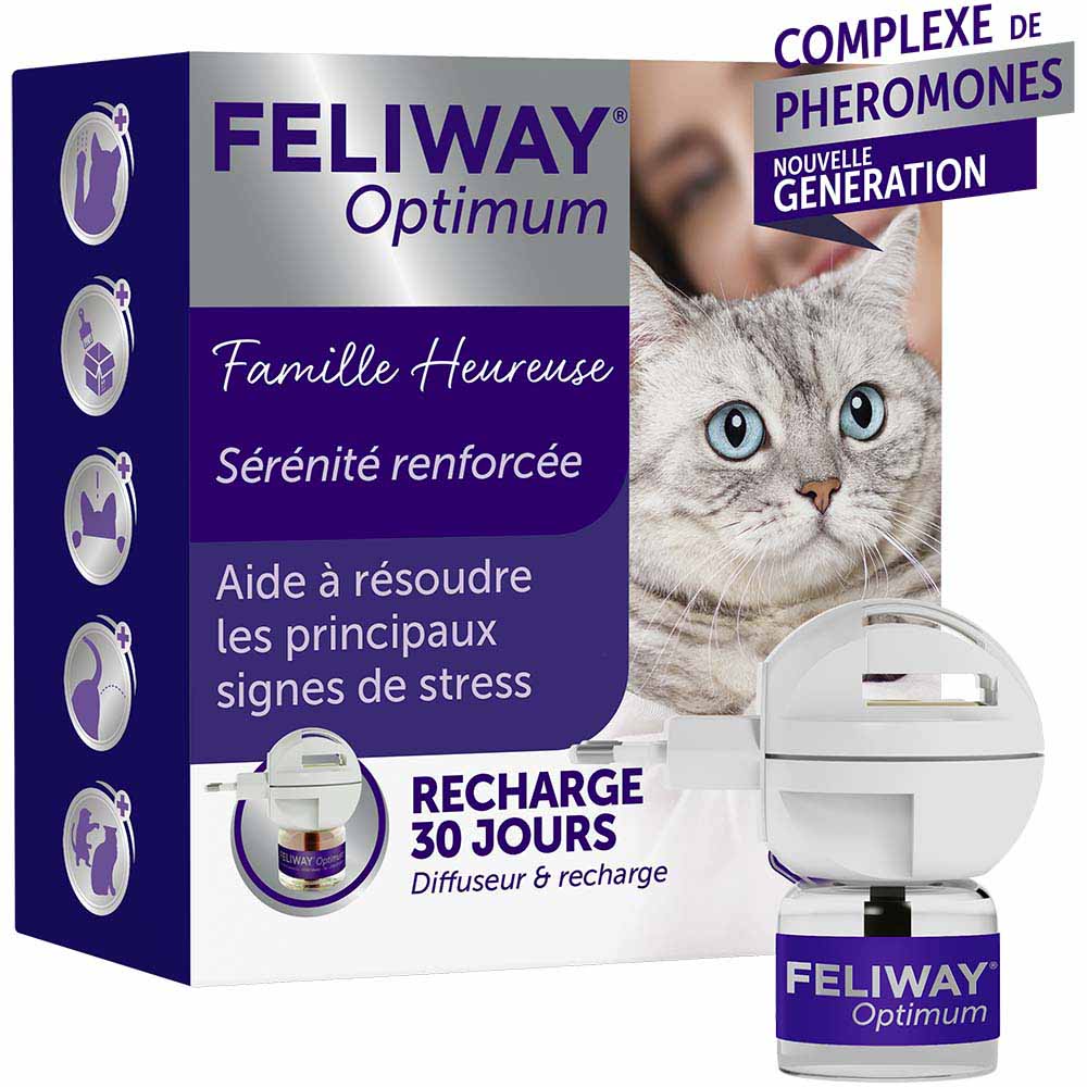 Feliway Optimum Kit Familia Feliz Serenidad Reforzada Difusor y recambio + Recharge De 48ml