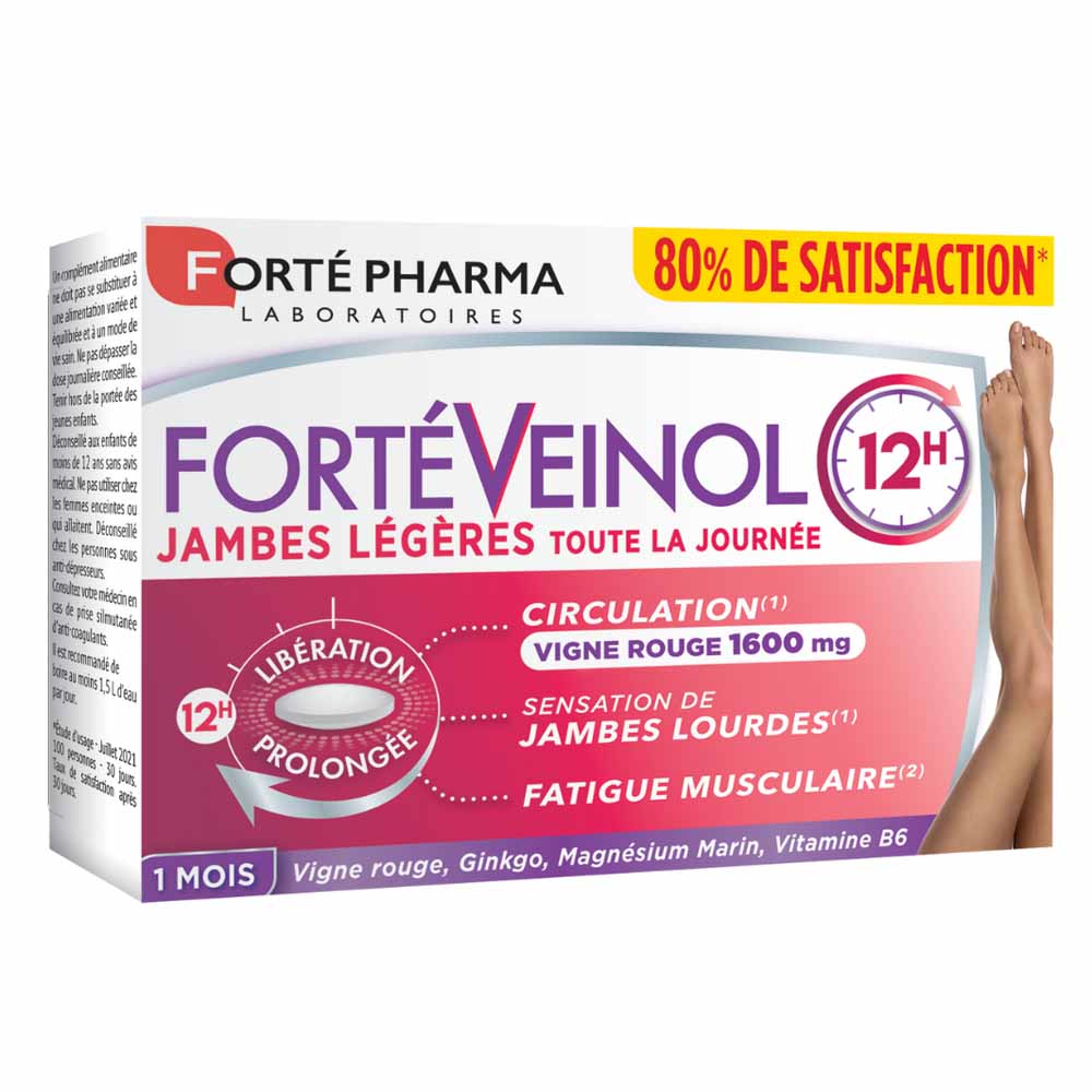 Forté Pharma Forté Veinol Viña roja circulación y piernas cansadas circulación y piernas pesadas 30 comprimidos liberación prolongada