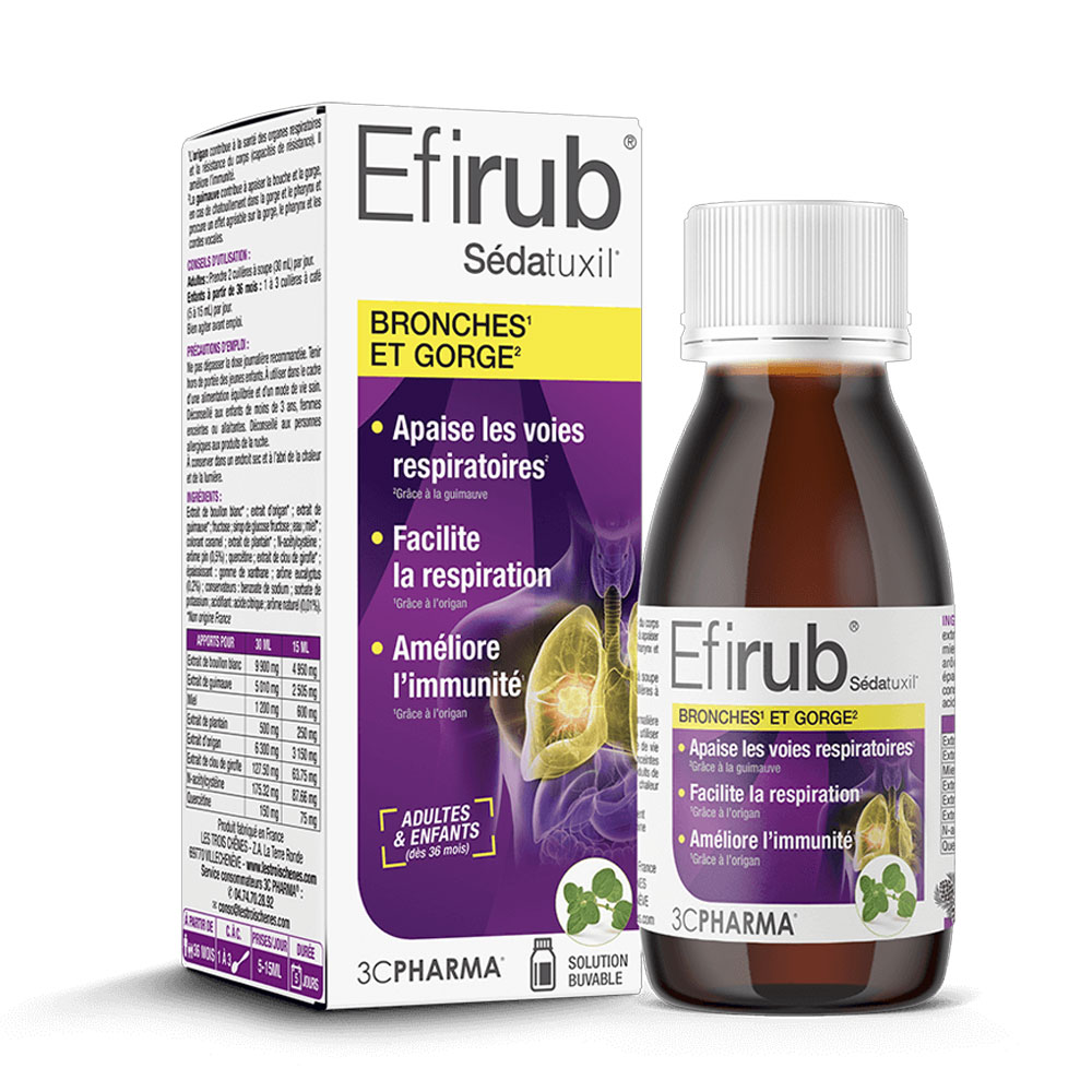 3C Pharma Efirub Sedatuxil Bronquios y Garganta 125 ml
