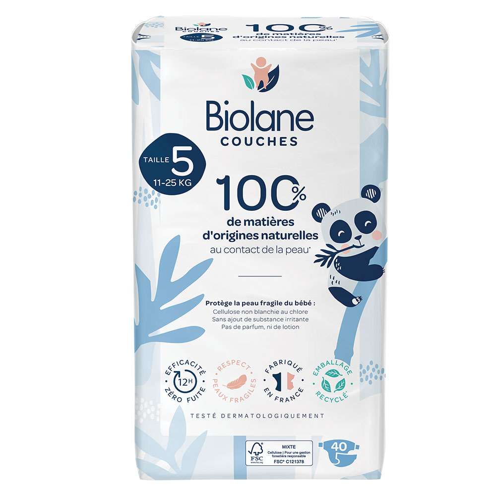 Biolane Naturales Pañales Ecológicos Talla 5 x40