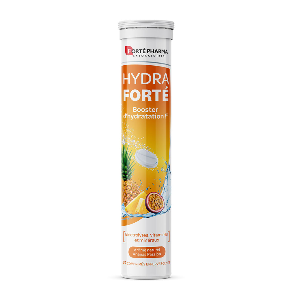 Forté Pharma Hydra Forté Refuerzo de hidratación sabor natural piña pasión 24 comprimidos efervescentes