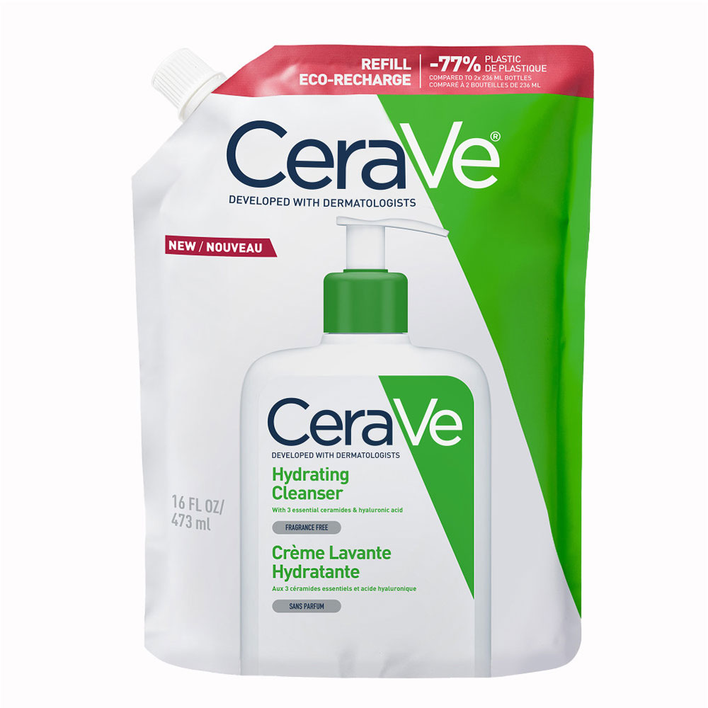 Cerave Cleanse Cuerpo Crema lavante hidratante facial y corporal de recarga ecológica piel normal y seca 473 ml