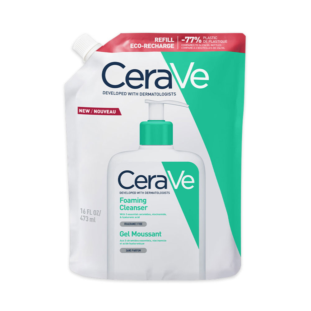 Cerave Cleanse Rostro Recarga de gel espumoso facial y cuello piel normal y grasa 473ml