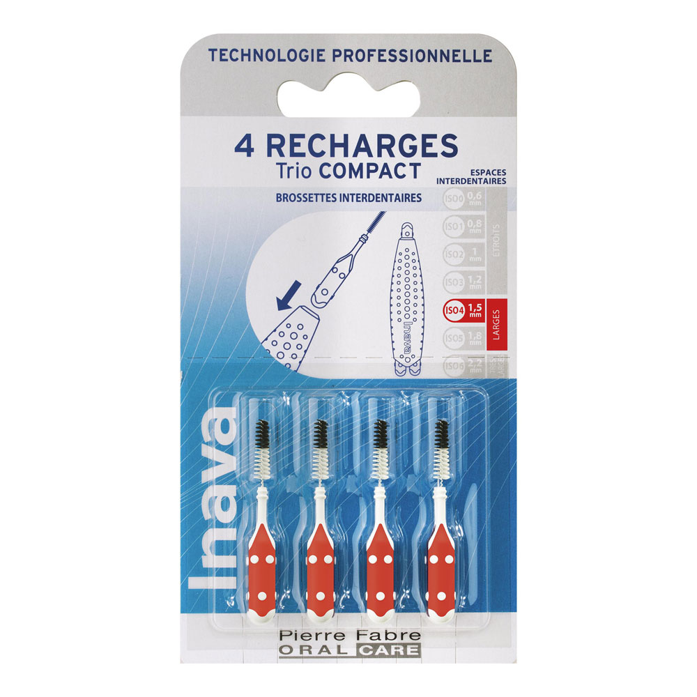 Inava Recargas de cepillos interdentales 1.5 mm rojo 2 x 4 unidades