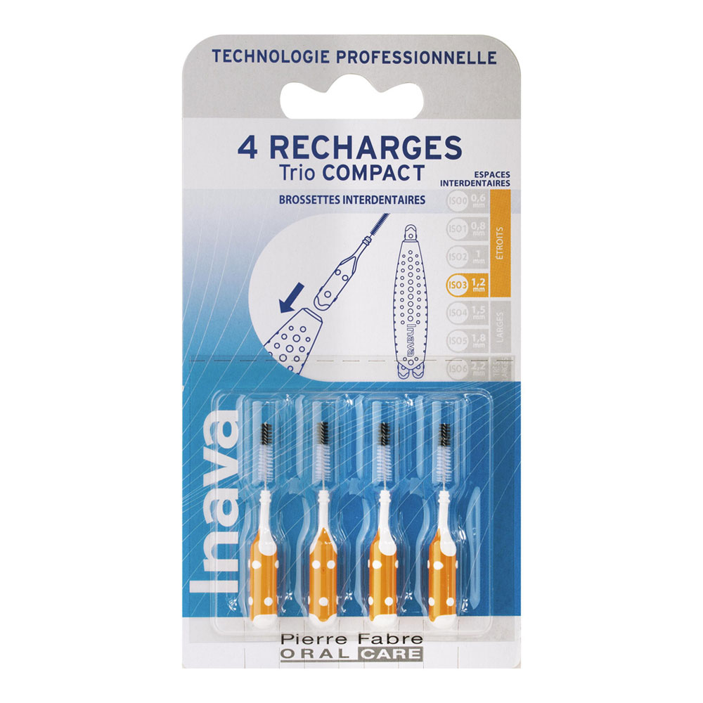 Inava Recambios de cepillo de dientes de 1,2 mm Naranja x4