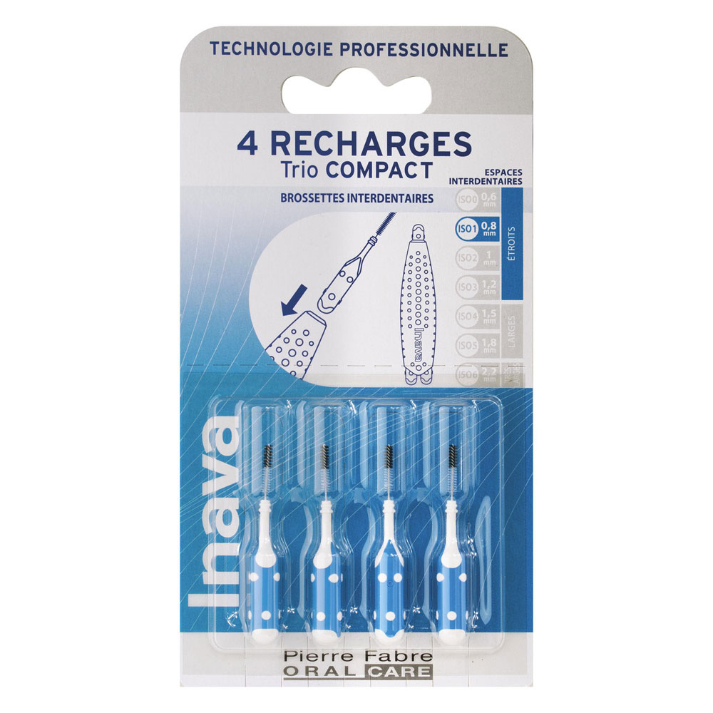 Inava Recambios de cepillos interdentales de 0,8 mm Azul x4