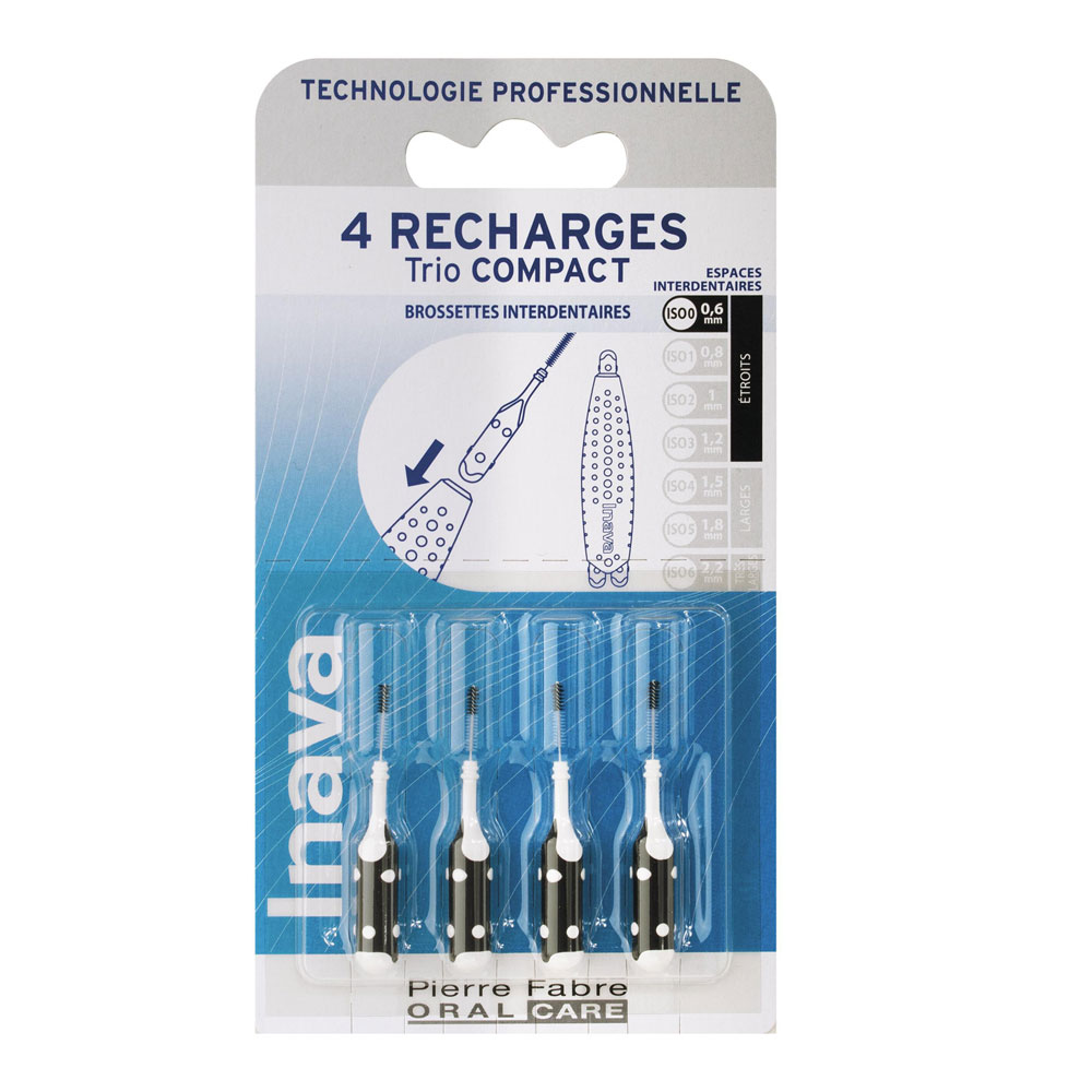 Inava Recargas de cepillos interdentales 0.6 mm negro 2 x 4 unidades