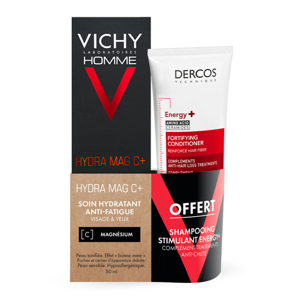 Vichy Hombre Pack Hydra Mag C+ cuidado hidratante + champú estimulante Energy+ 100 ml