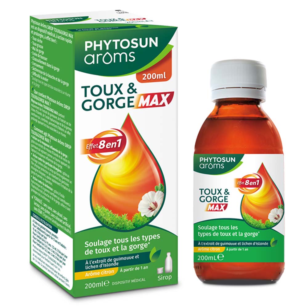 Phytosun Aroms Jarabe tos y garganta Max efecto 8 en 1 200 ml