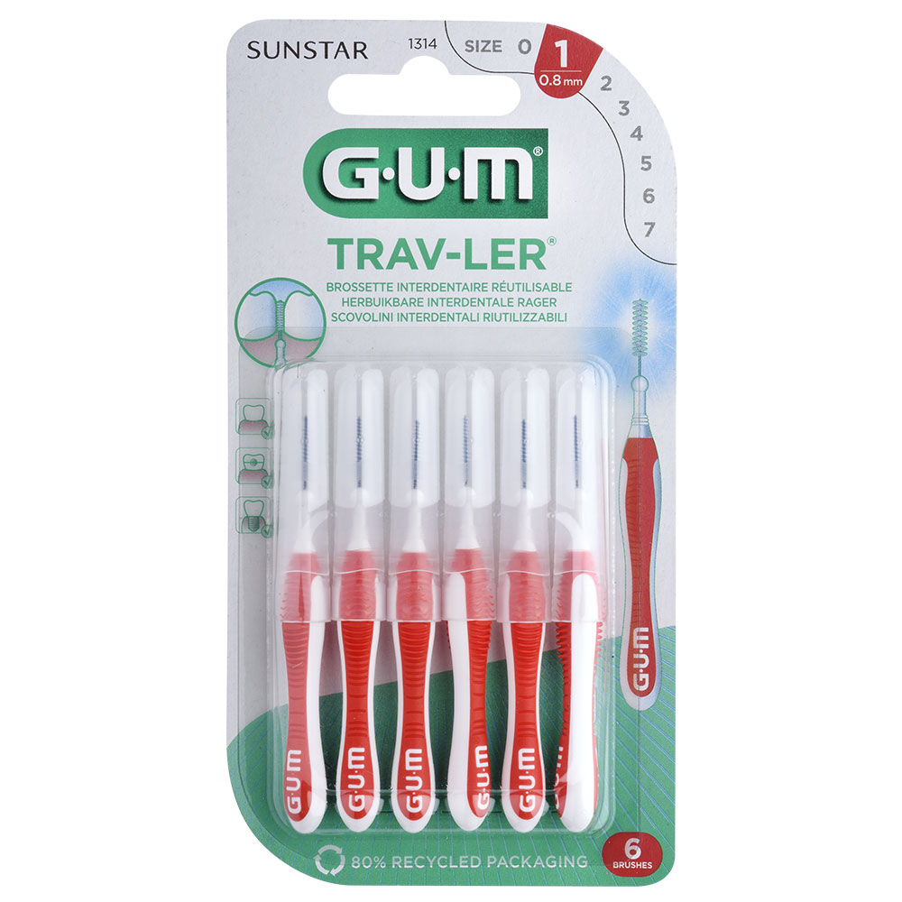 Gum Trav-ler Cepillos Interdentales 0.8mm X4 Trav-ler x6
