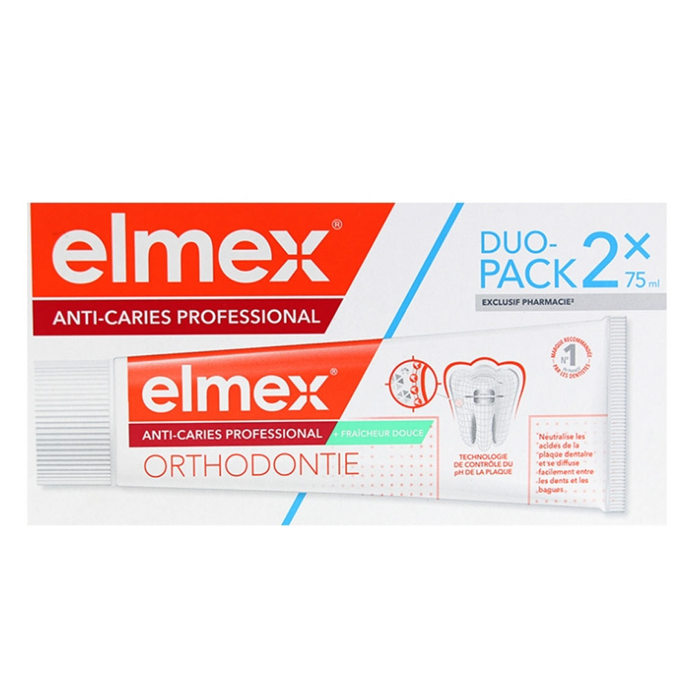 Elmex Anticaries Profesional Pasta dentífrica ortodoncia junior sabor menta 2 x 75 ml