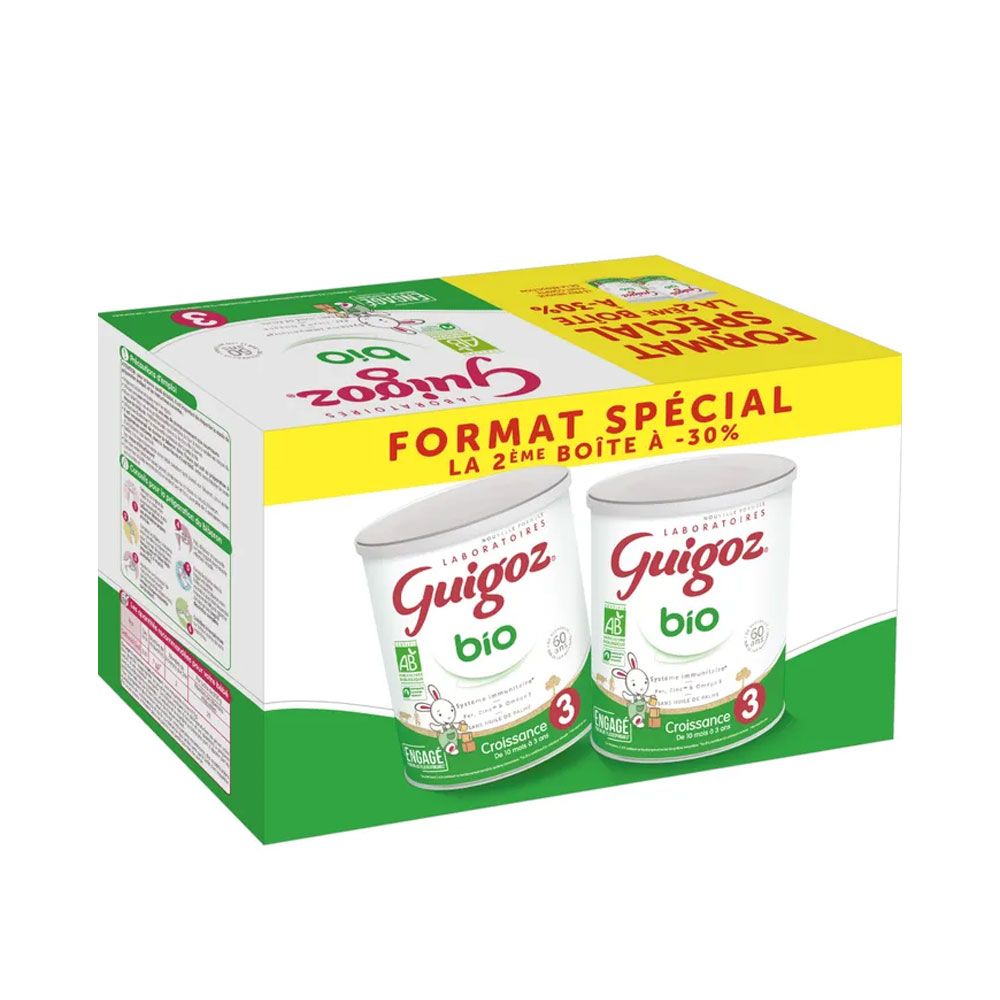 Guigoz Ecológica Leche de crecimiento en polvo formato especial 3 de 10 meses a 3 años 2 x 800 g