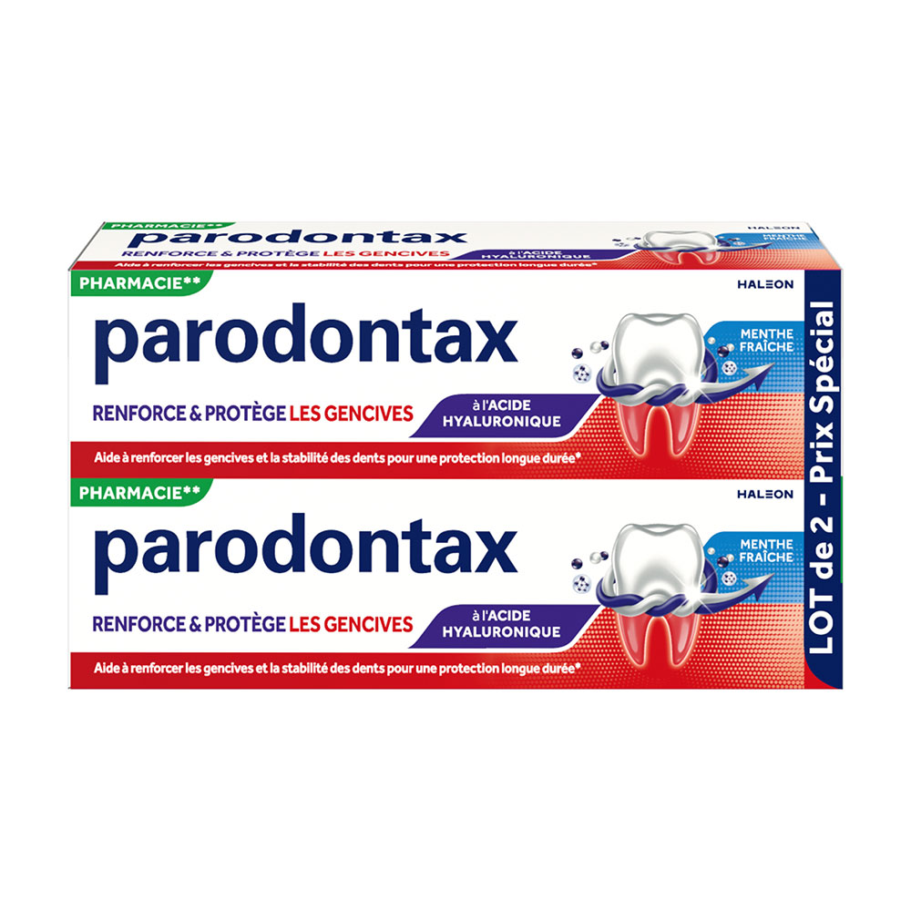 Parodontax Pasta dentífrica blanqueadora Fortalece y protege Menta fresca 2x75ml