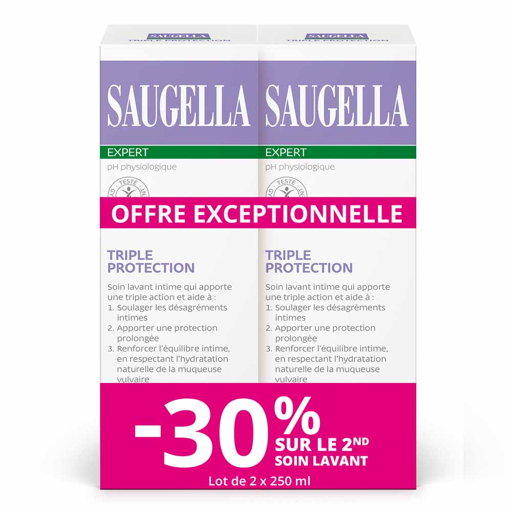 Saugella Triple protección gel limpiador íntimo molestias íntimas 2 x 250 ml