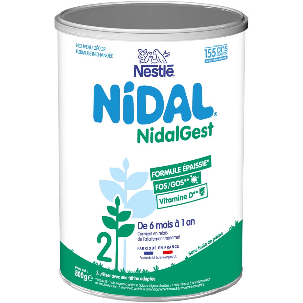 Nestlé Nidal Leche en polvo NidalGest 2 fórmula espesada de 6 a 12 meses 800 g