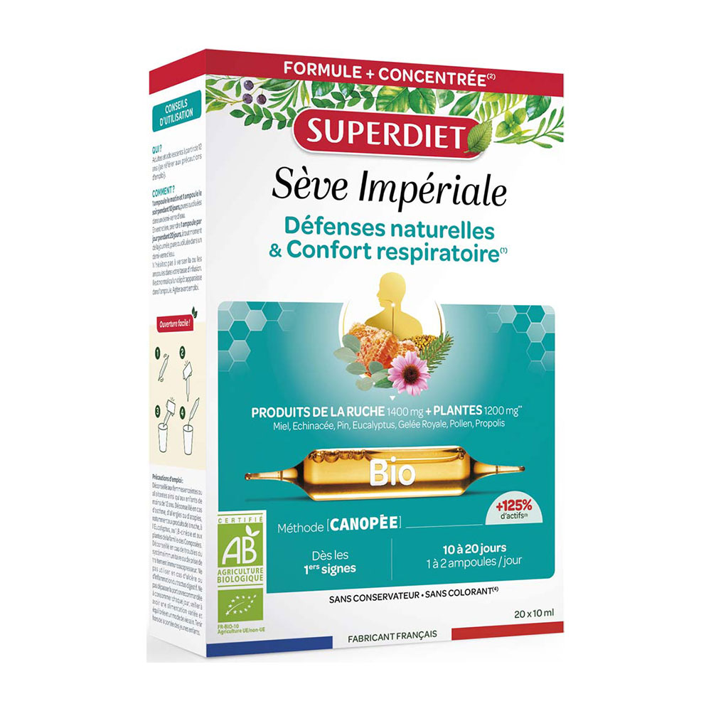Superdiet Savia Imperial bio defensas naturales y bienestar respiratorio 20 ampollas
