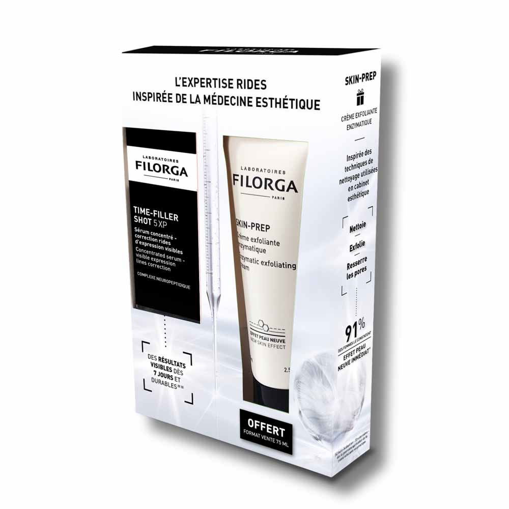 Filorga Time-Filler 5XP Pack sérum corrección arrugas + crema exfoliante Skin-Prep