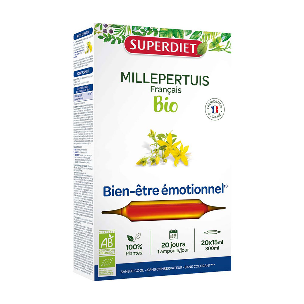 Superdiet Hipérico bio bienestar emocional 20 ampollas
