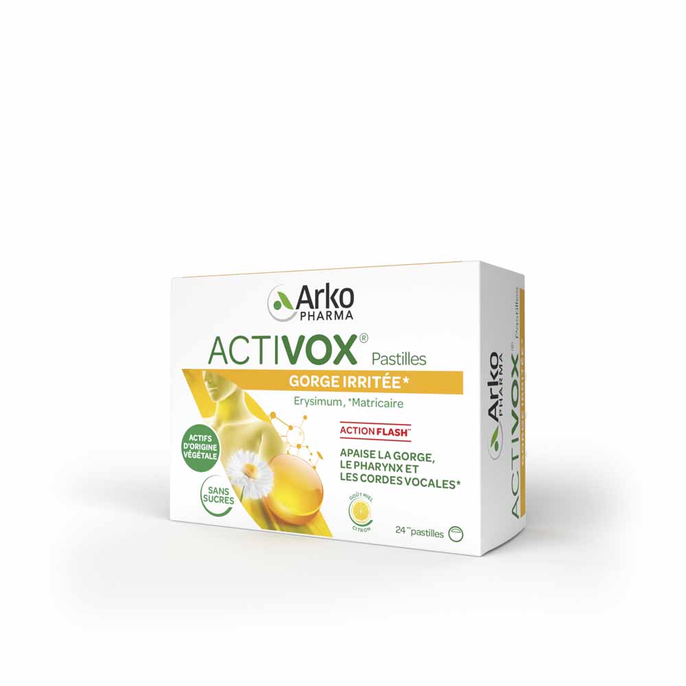 Arkopharma Activox Alivia la garganta aroma de miel y limón 24 pastillas