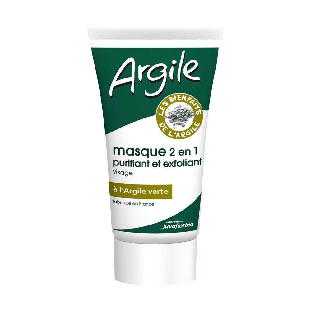 Juvaflorine Mascarilla 2 en 1 Arcilla Verde Purificante y Exfoliante 70g