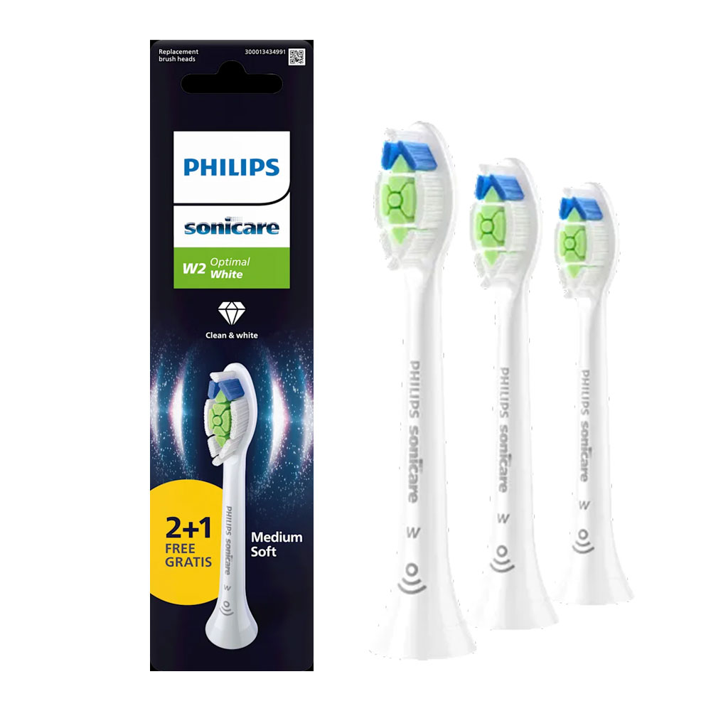 Philips Sonicare Cabezas de cepillo de dientes balnco Optimal White W2 HX6063/87 x2+1