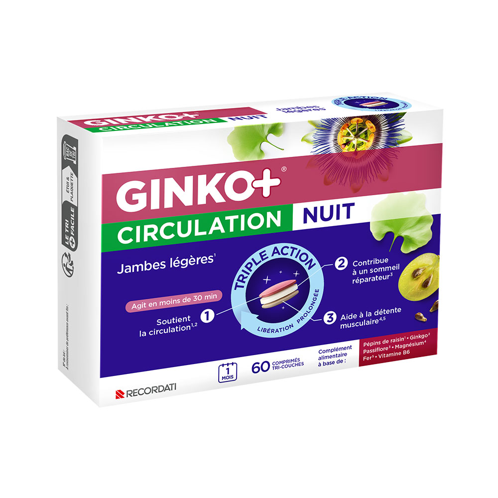 Ginko+ Circulación nocturna piernas ligeras 60 comprimidos