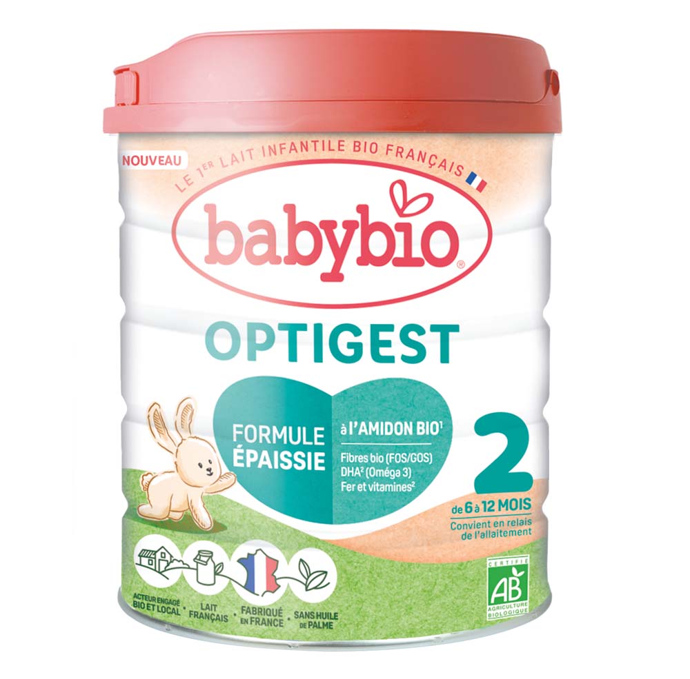 Babybio Leches Infantiles Optigest 2 en polvo fórmula espesada de 6 a 12 meses 800 g