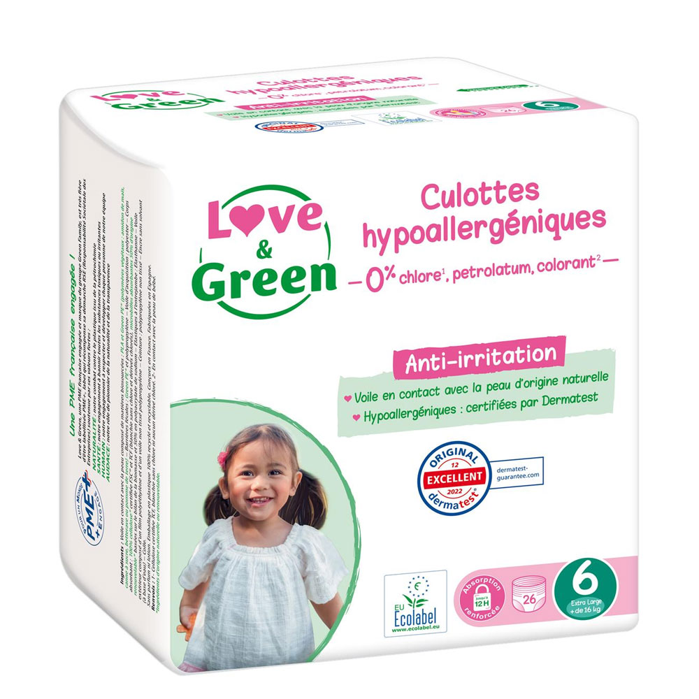 Love&Green Braguitas hipoalergénicas XL + de 16kg x26