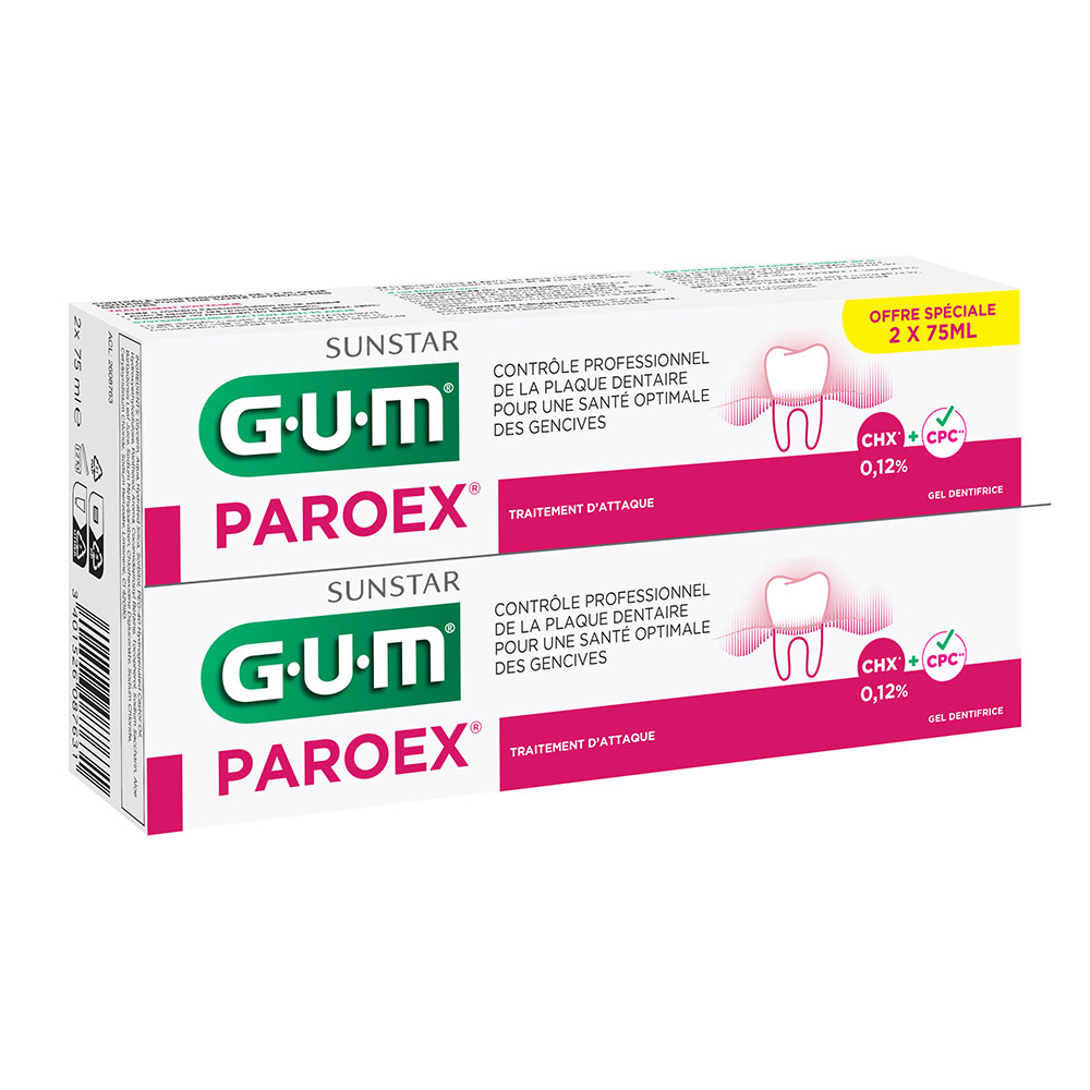 Gum Paroex dentífrico tratamiento de choque 2 x 75 ml