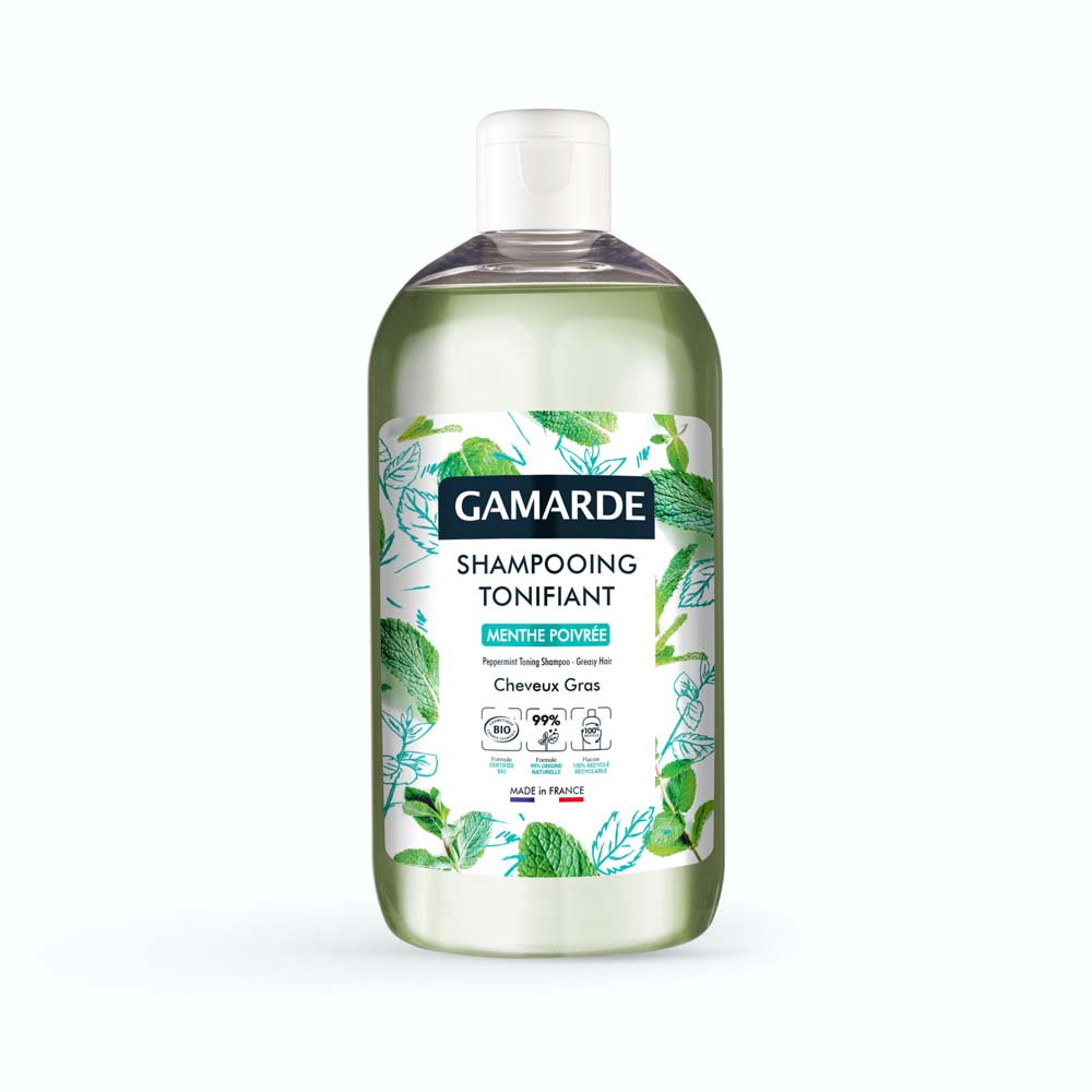 Gamarde Champú tonificante bio menta piperita cabello graso 500 ml