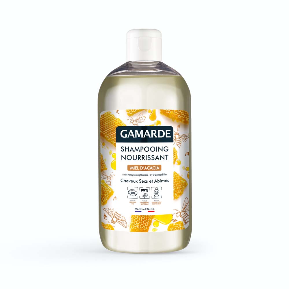 Gamarde Champú nutritivo bio miel de acacia cabello dañado 500 ml