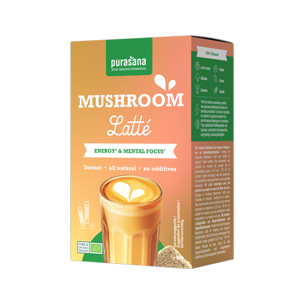 Purasana Latté instantáneo de champiñones 6 x 10 g