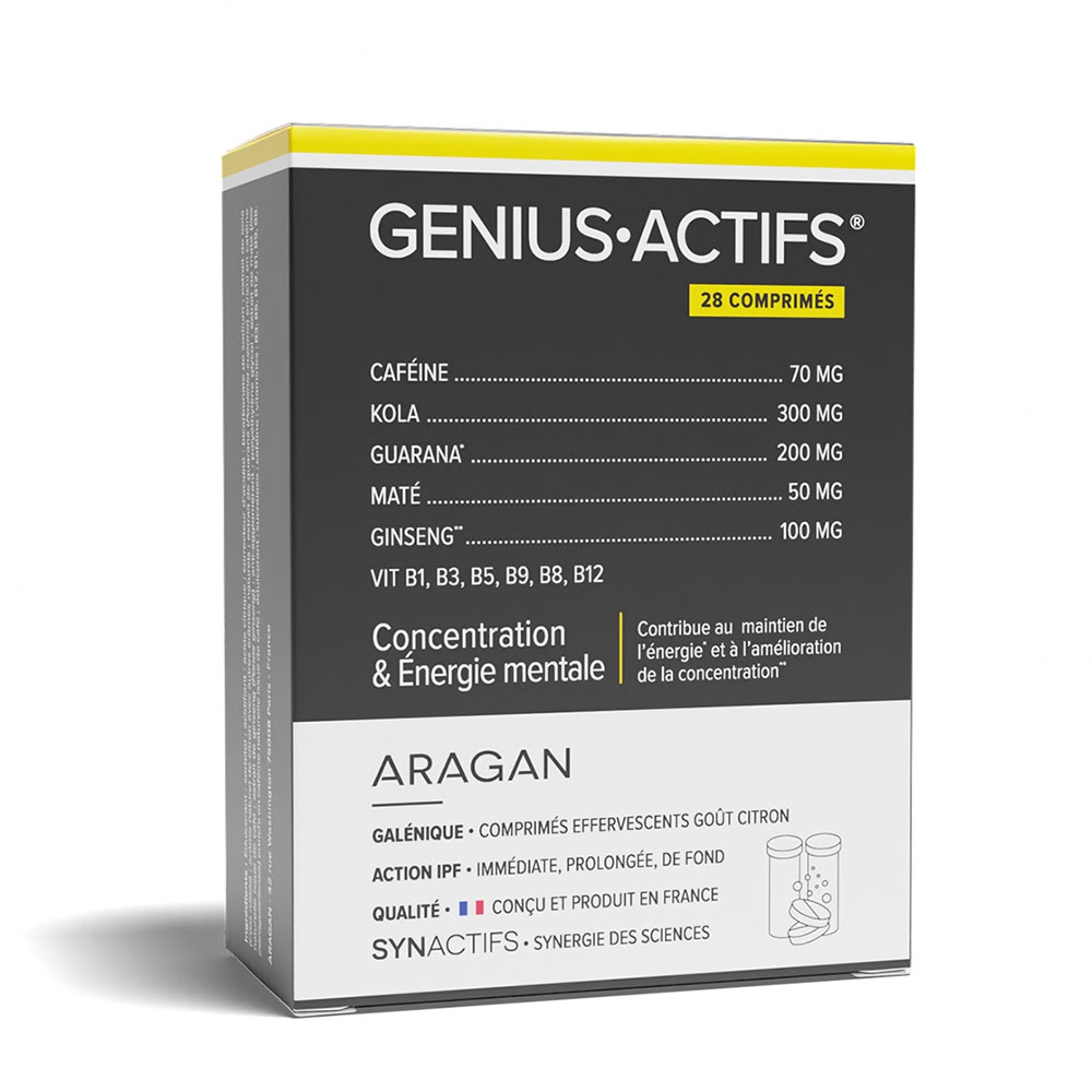 Aragan Synactifs GeniusActifs concentración y energía mental 30 Comprimidos