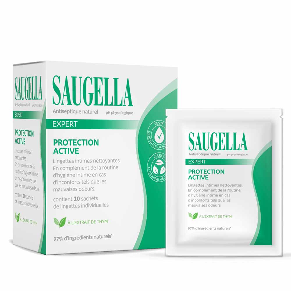 Saugella Antiséptico Toallitas íntimas limpiadoras protección activa 10 unidades