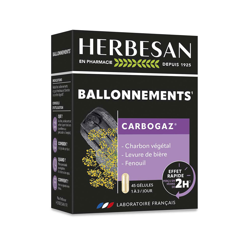 Herbesan Carbogaz hinchazón carbón vegetal x45 cápsulas