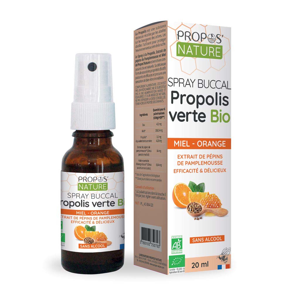 Propos'Nature Propolis Verde Ecológico Pomelo Miel de naranjo Spray bucal 20 ml
