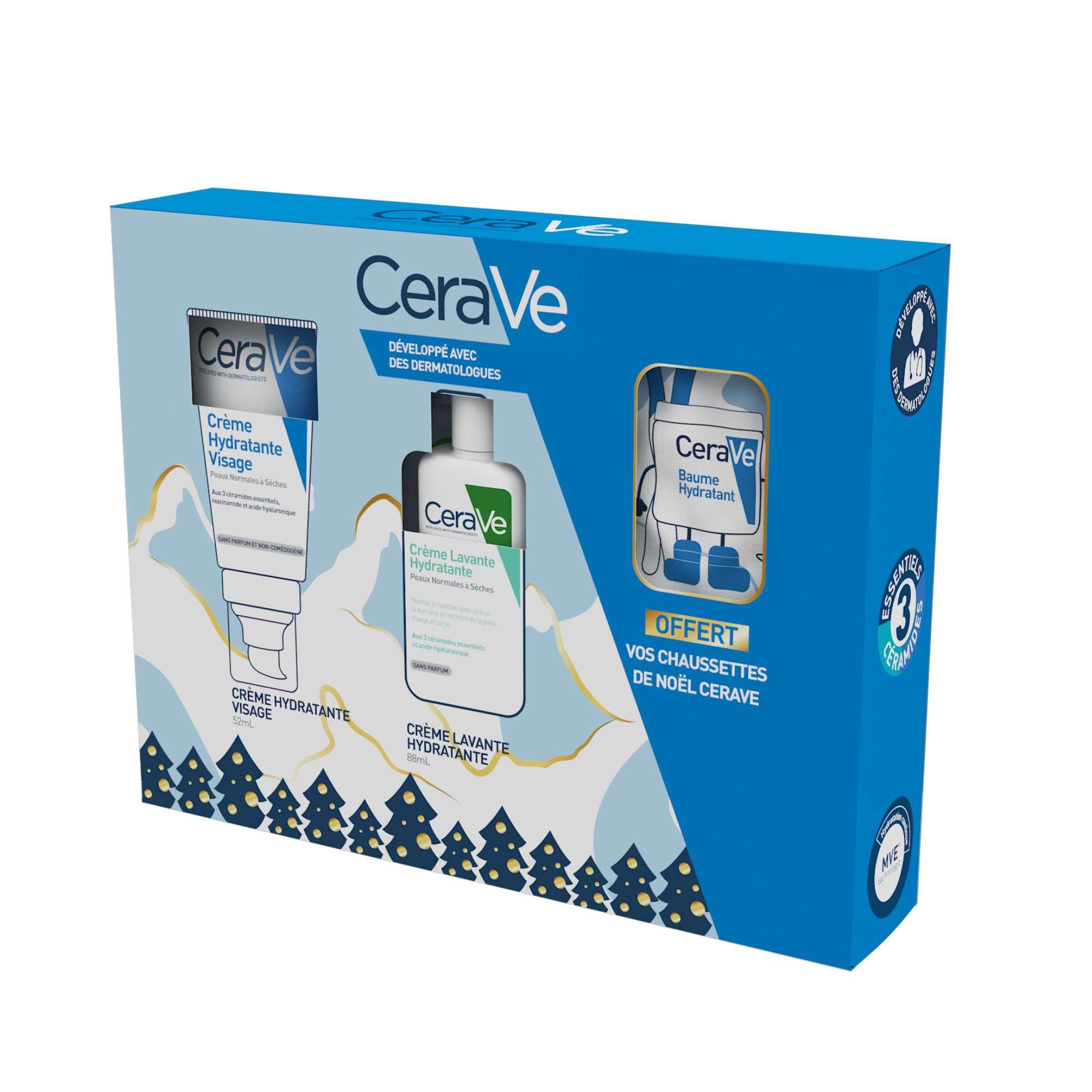 Cerave Pack crema hidratante de noche facial + crema limpiadora hidratante + calcetines de regalo