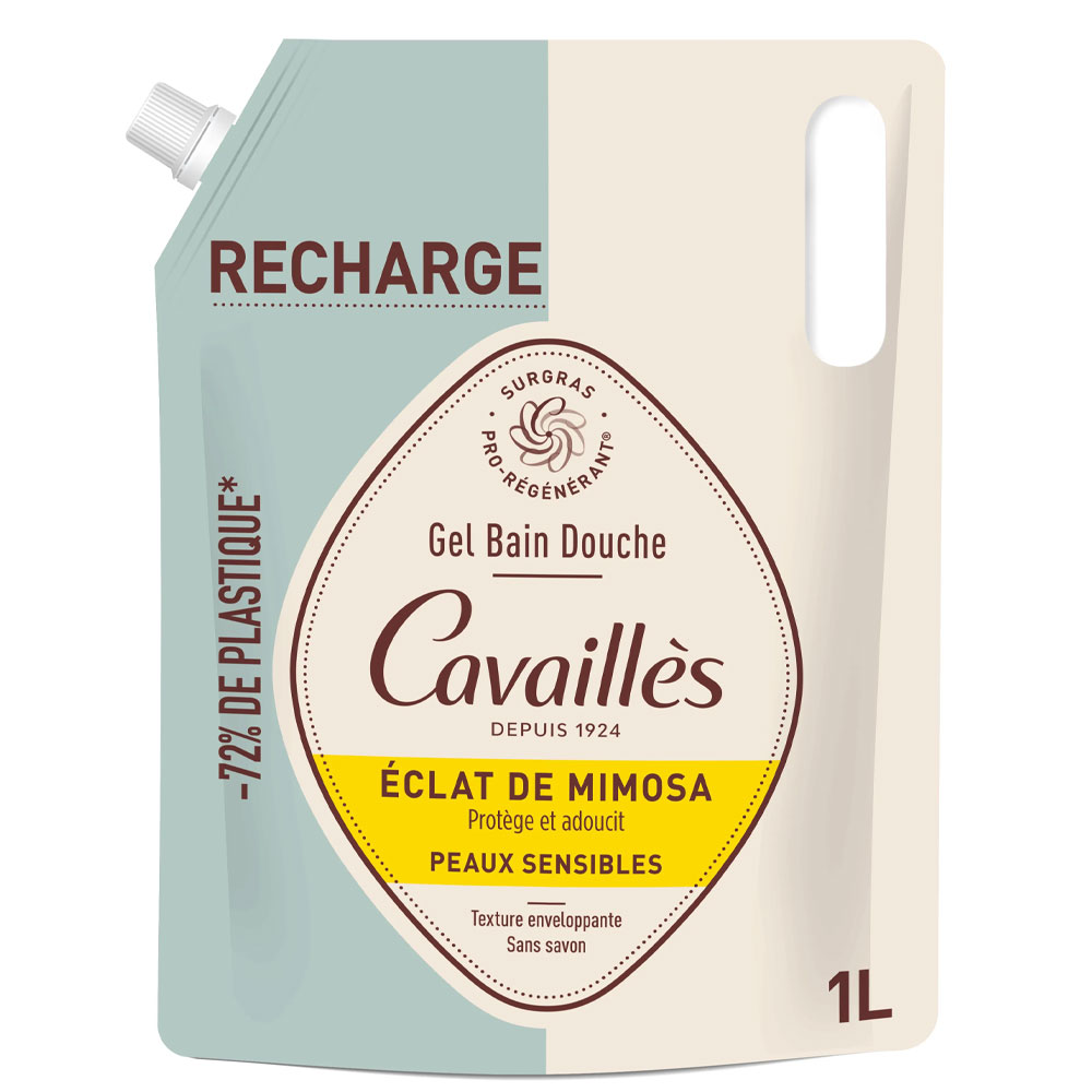 Cavaillès Surgras Pro-Regenerador Recarga eco gel de ducha brillo de mimosa 1 l