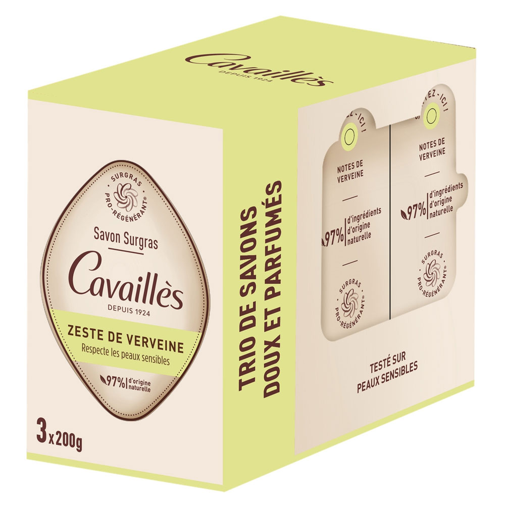 Cavaillès Surgras Pro-Regenerador Jabón de cáscara de Verbena 3x200g