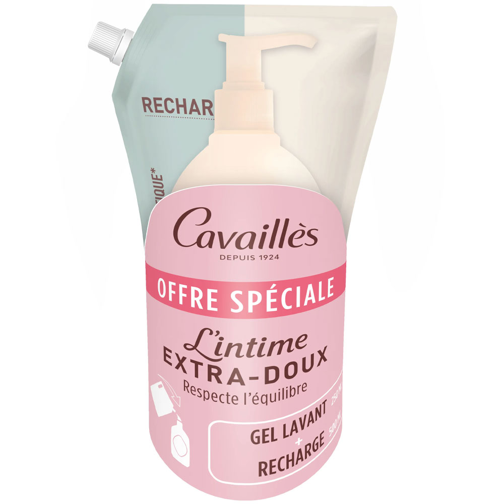 Cavaillès Extra Suave Limpiador Íntimo 250ml + Eco-Relleno 500ml