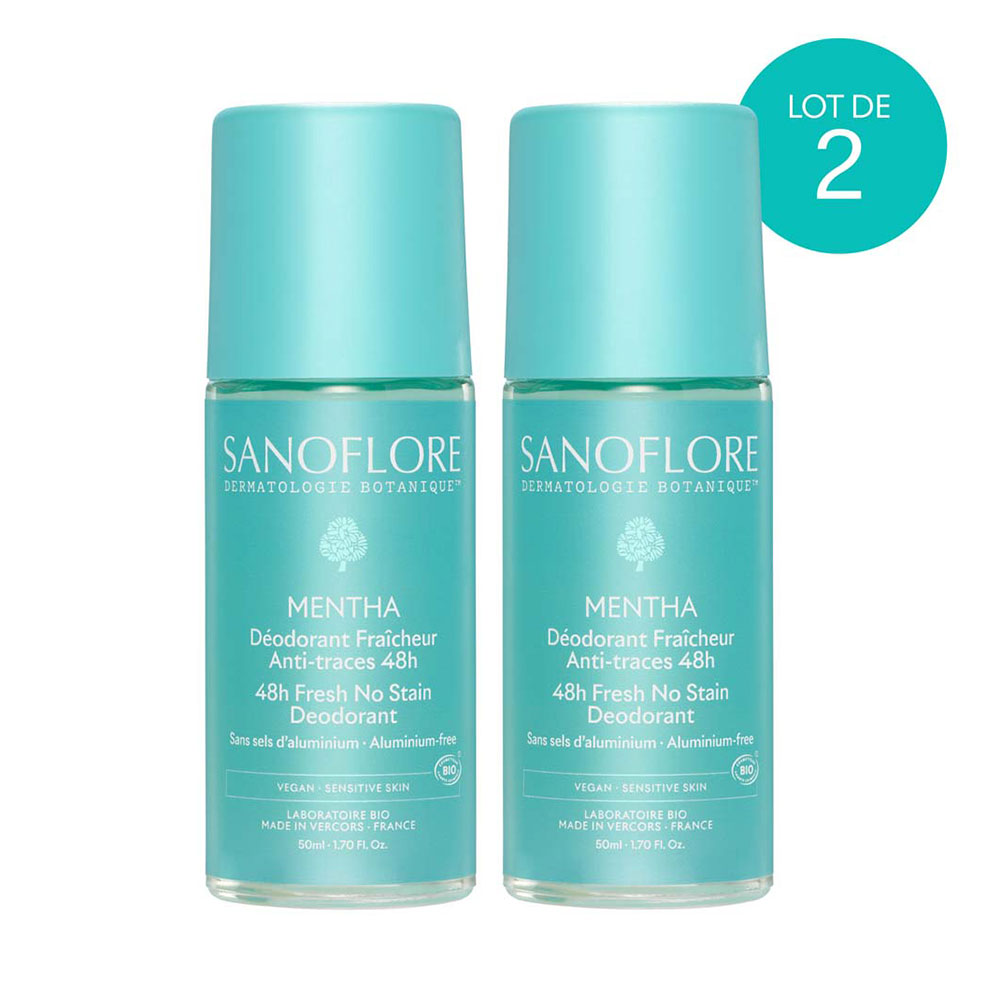 Sanoflore Desodorantes Mentha bio frescor y sin marcas 48h 2 x 50 ml