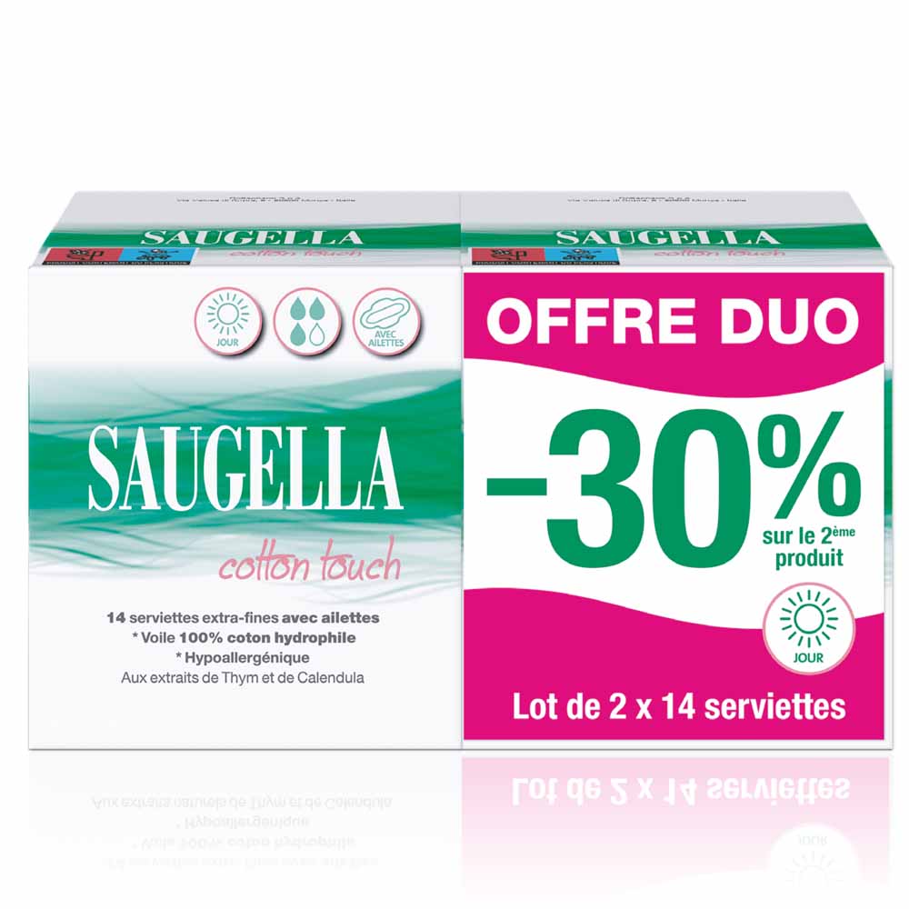 Saugella CottonTouch Compresas Touch Algodon 14 Dias 2x14