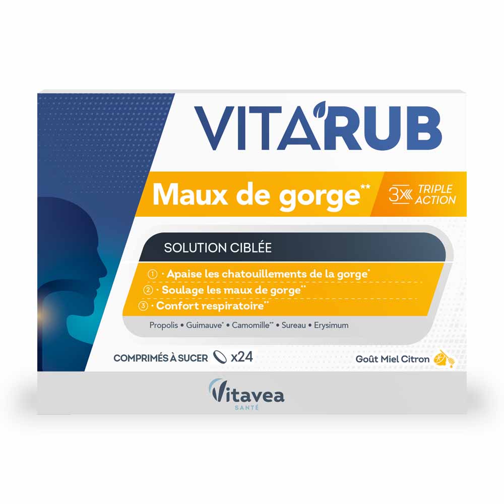 Vitavea Santé Vita'Rub Dolor de garganta 24 pastillas para chupar