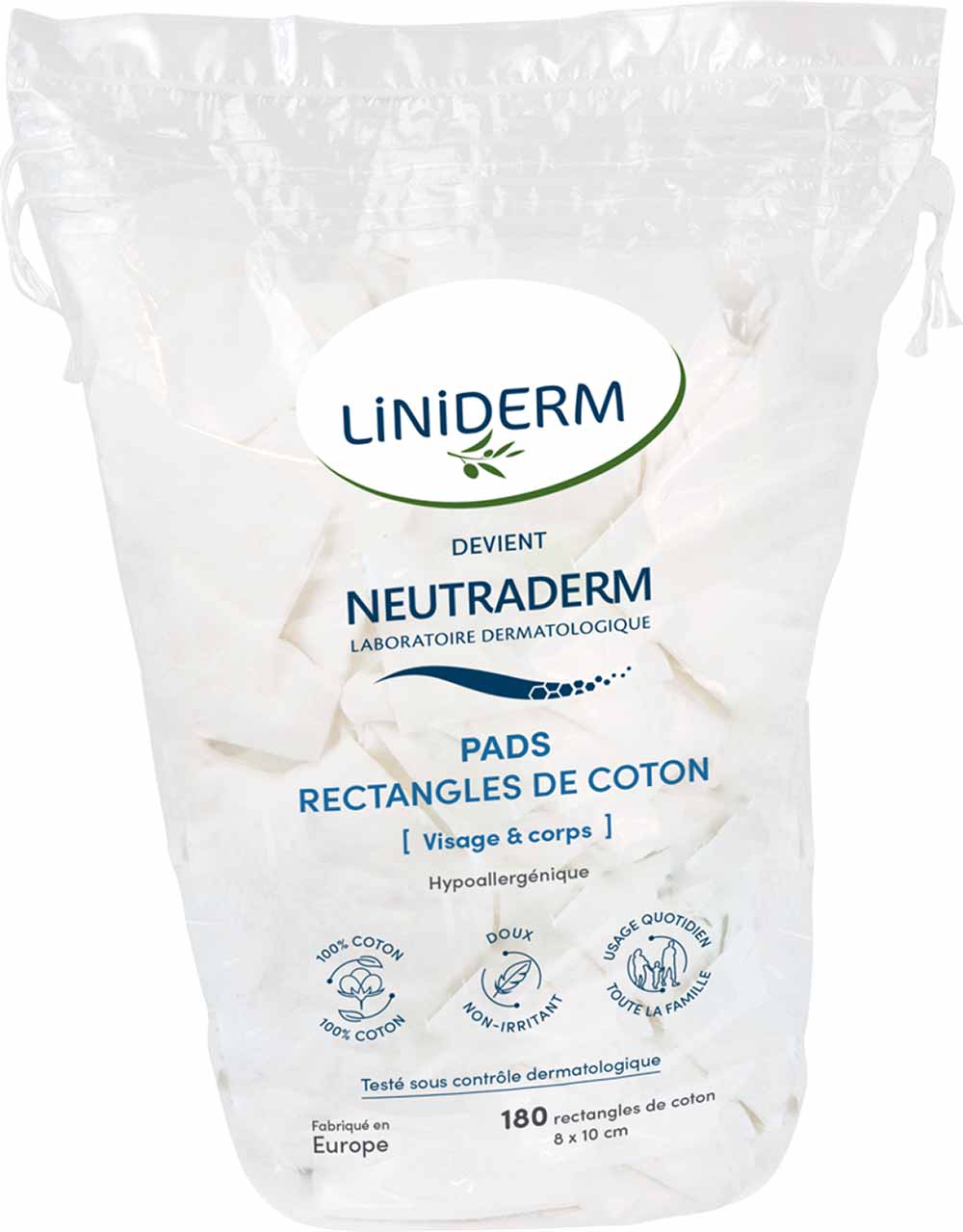Neutraderm Pad rectangular 100% algodón x180