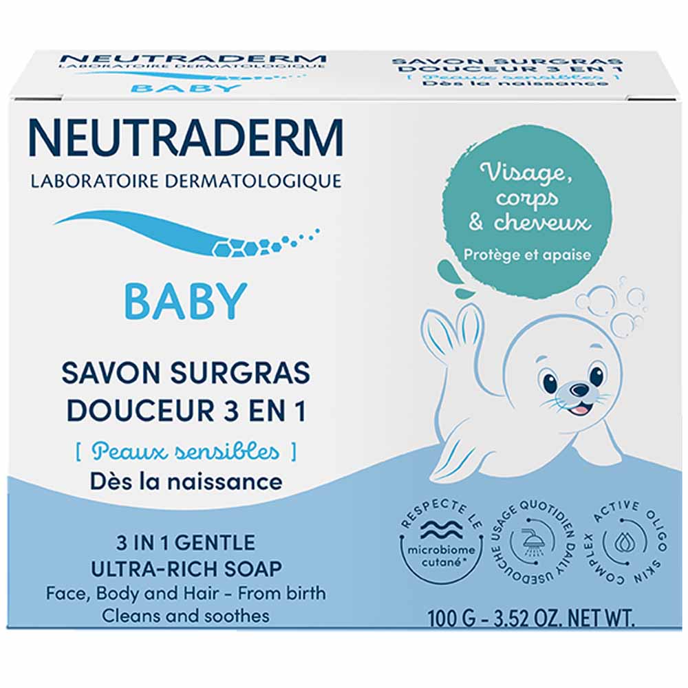 Neutraderm Baby Suavidad 3 en 1 jabón supergraso para bebés 100g