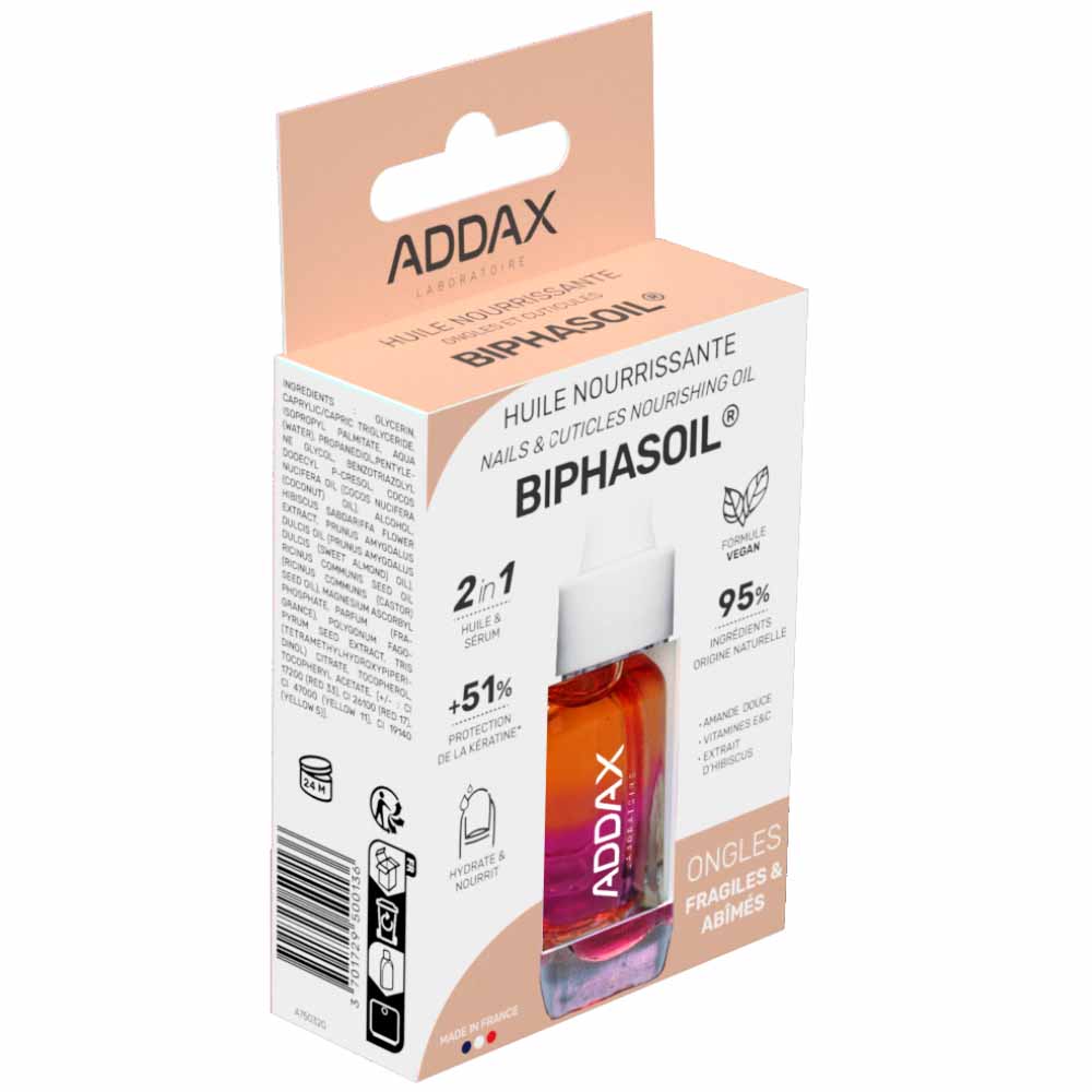 Addax BIPHASOIL® Sérum nutritivo 2 en 1 uñas y cutículas 11 ml
