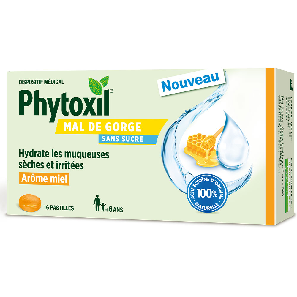 Phytoxil Dolor de garganta Miel sin azúcar 16 comprimidos