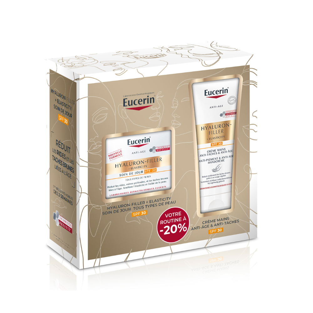 Eucerin Eucerin Hyaluron-Filler + Elasticity Cuidado de Día FPS30 + Crema de Manos Antiedad FPS30 Cofre 125 ml